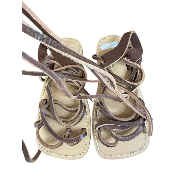 Junya Watanabe x Comme des Garçons Brown Leather Wrap Sandals XS US 6 - Picture 4 of 11